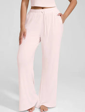 Pantalon de détente à jambes larges et côtes