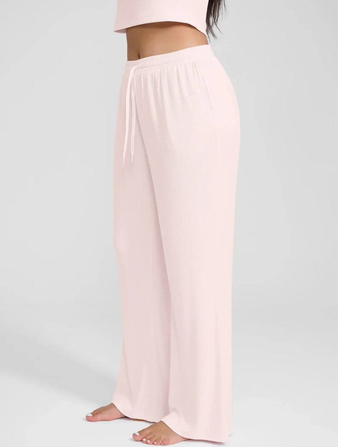 Pantalon de détente à jambes larges et côtes