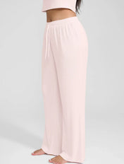 Pantalon de détente à jambes larges et côtes