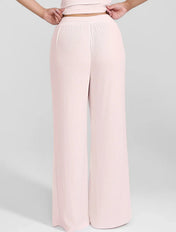 Pantalon de détente à jambes larges et côtes