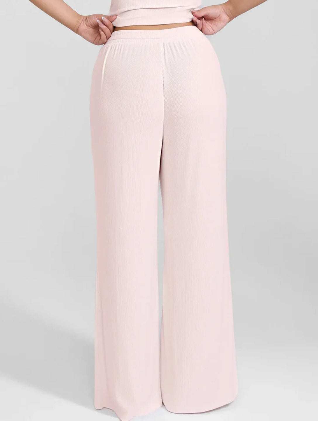 Pantalon de détente à jambes larges et côtes