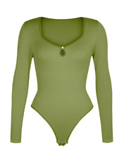 Hollow Scoop Neck Thong Bodysuit