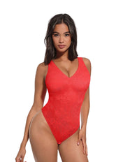 Body string à col en V en dentelle