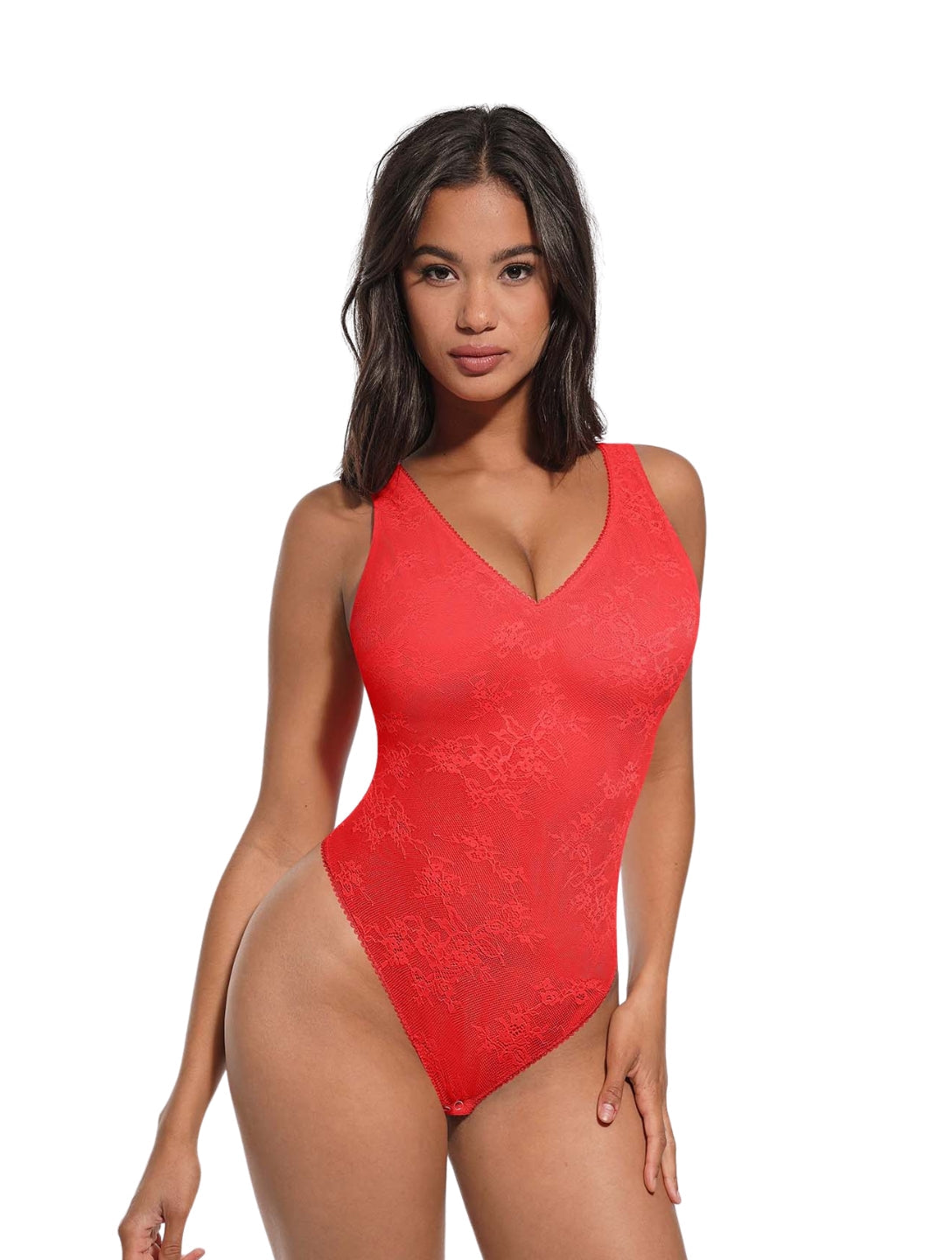 Body string à col en V en dentelle
