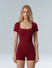 Square Neck Short Sleeve Jumpsuit