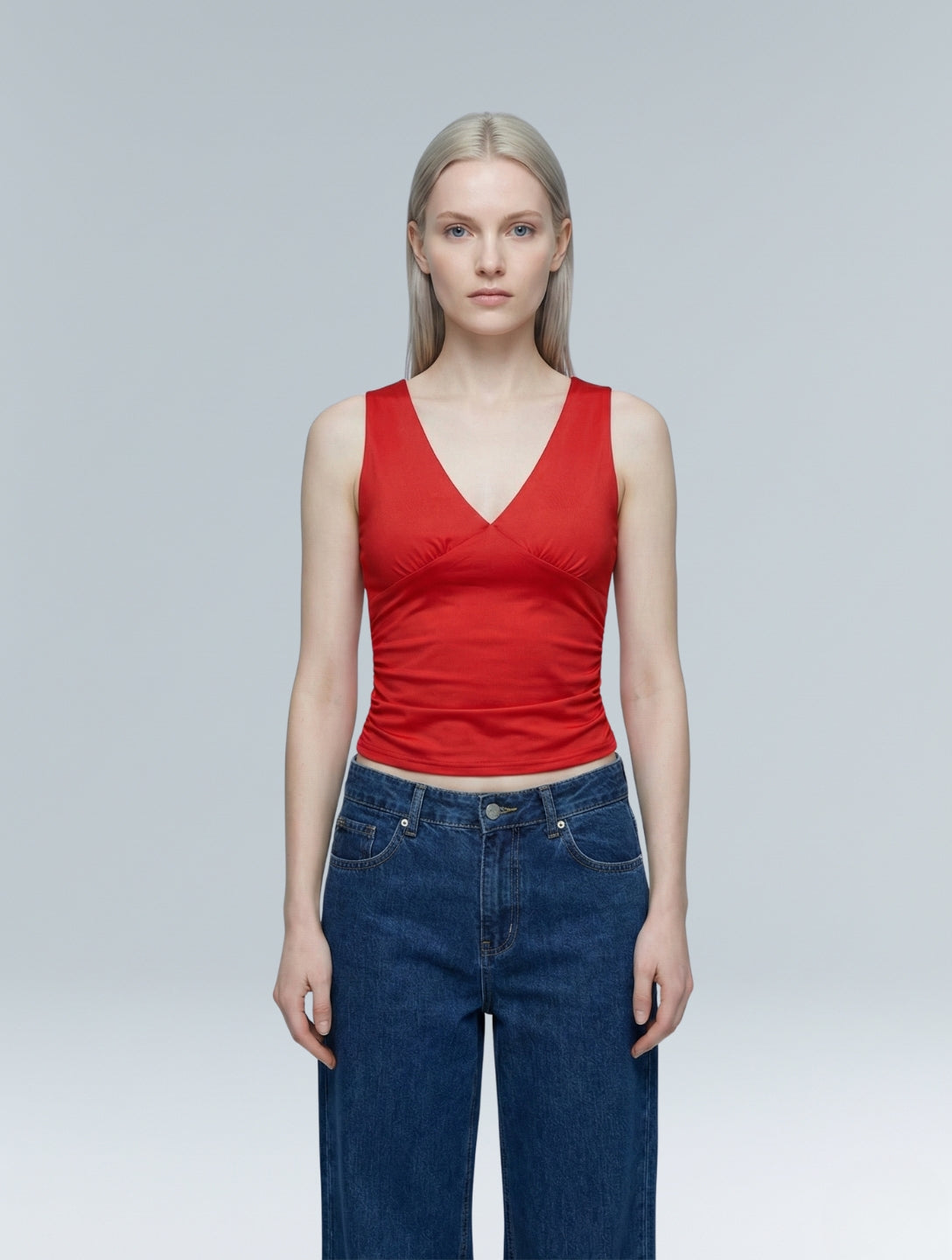 Gathered V-neck top