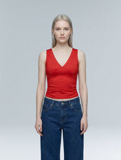 Gathered V-neck top