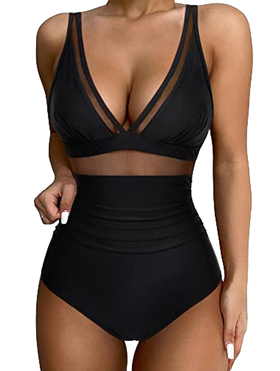 The Sculpting V-Neck Mesh Suit