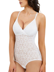 Sheer Laced V-neck Bodysuit