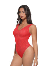 Body string à col en V en dentelle