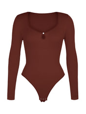 Hollow Scoop Neck Thong Bodysuit