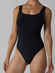 The Smooth Lace Henley Bodysuit