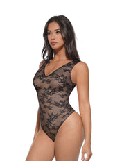 Body string à col en V en dentelle