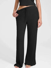 Pantalon de détente à jambes larges et côtes