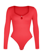 Hollow Scoop Neck Thong Bodysuit