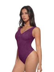 Body string à col en V en dentelle