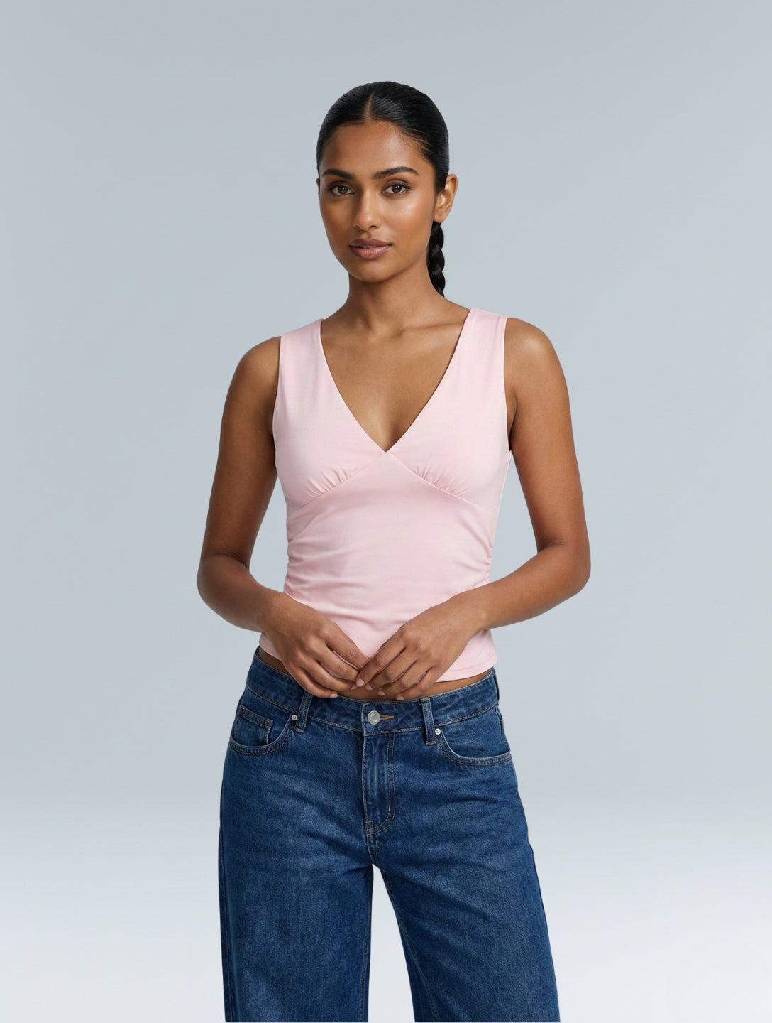 Gathered V-neck top