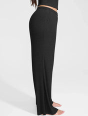 Pantalon de détente à jambes larges et côtes