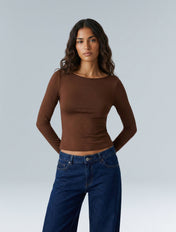 Boat Neck Long Sleeve Top