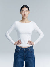 Boat Neck Long Sleeve Top