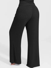 Pantalon de détente à jambes larges et côtes
