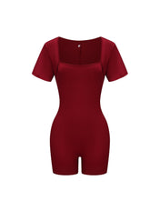 Square Neck Short Sleeve Jumpsuit