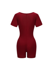 Square Neck Short Sleeve Jumpsuit