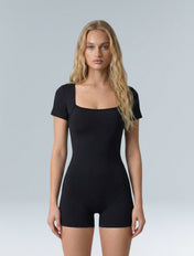 Square Neck Short Sleeve Jumpsuit