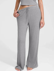 Pantalon de détente à jambes larges et côtes