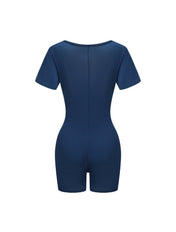 Square Neck Short Sleeve Jumpsuit