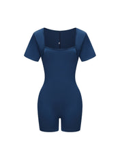 Square Neck Short Sleeve Jumpsuit