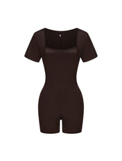 Square Neck Short Sleeve Jumpsuit