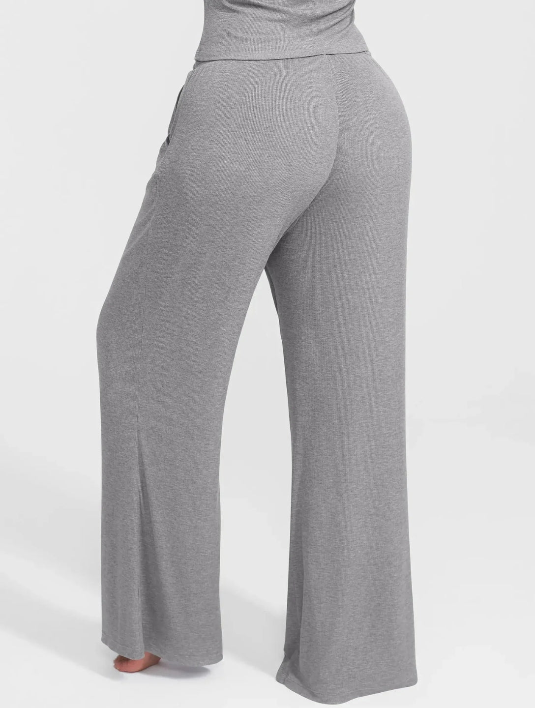 Pantalon de détente à jambes larges et côtes