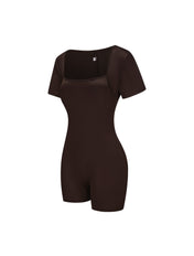 Square Neck Short Sleeve Jumpsuit