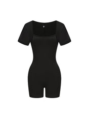 Square Neck Short Sleeve Jumpsuit