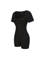 Square Neck Short Sleeve Jumpsuit