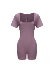 Square Neck Short Sleeve Jumpsuit