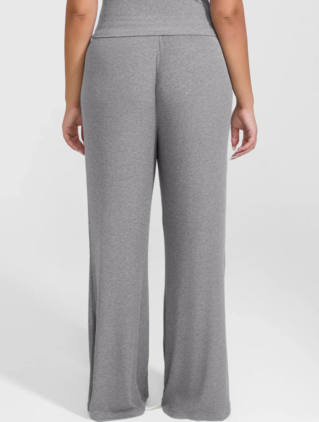 Pantalon de détente à jambes larges et côtes