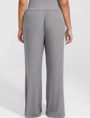 Pantalon de détente à jambes larges et côtes