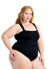 Ribbed Square Neck Shapewear Bodysuit