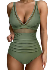 The Sculpting V-Neck Mesh Suit