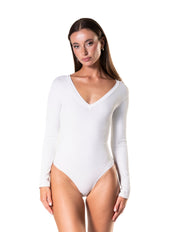 Bodysuit à manches longues et encolure dégagée