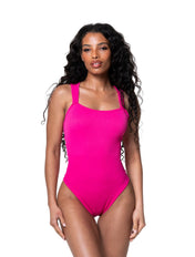 Ribbed Square Neck Shapewear Bodysuit