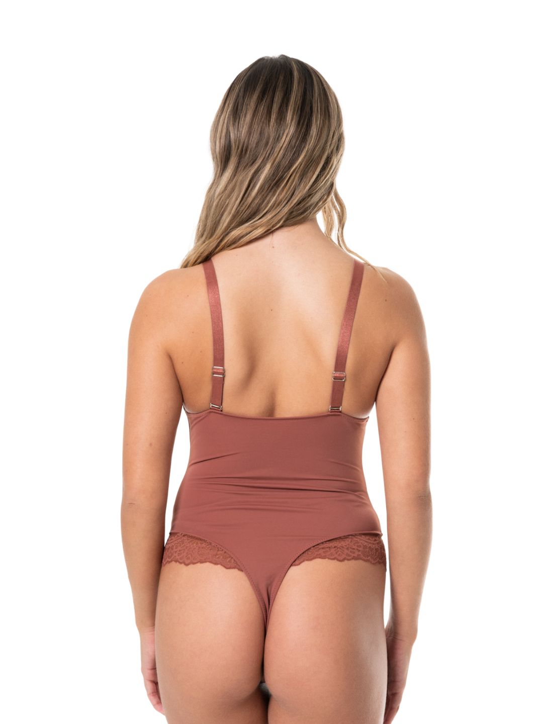 Body à demi-laçage et col en V