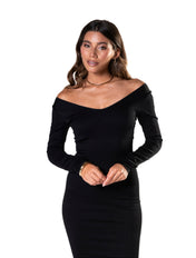 V-Neck Long Sleeve Shapewear Dress